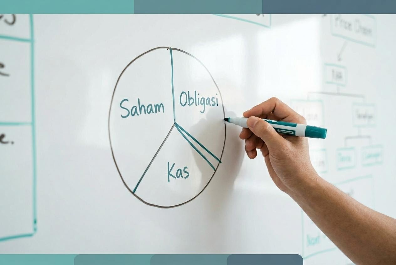 Diagram pie chart sederhana yang menggambarkan pembagian kelas aset dalam portofolio