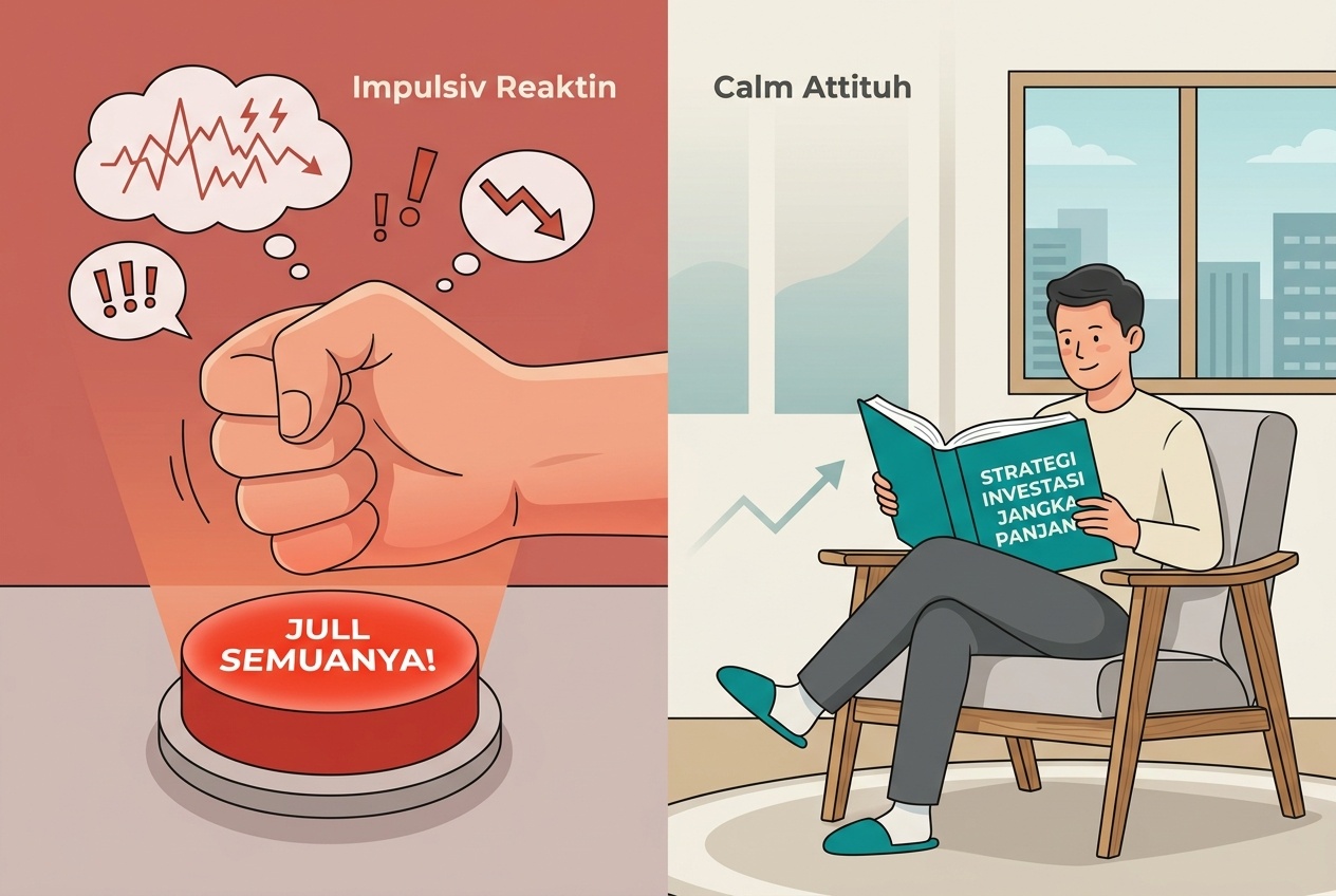 Kontras antara reaksi emosional dan rasional saat pasar turun